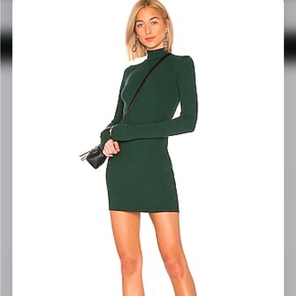 Forest Green Mock Neck Long Sleeve Mini Dress